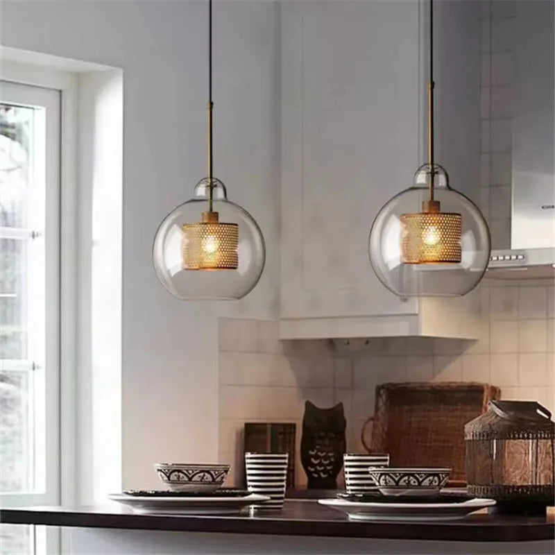 Chiswick Mesh Pendant Light - Silver Bronze Globe Lamp for Kitchen Island by Econiko.