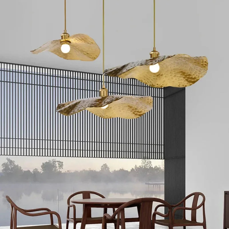 Brass Lotus Flower Pendant Light by Econiko - Retro Luxury Design for Dining Room