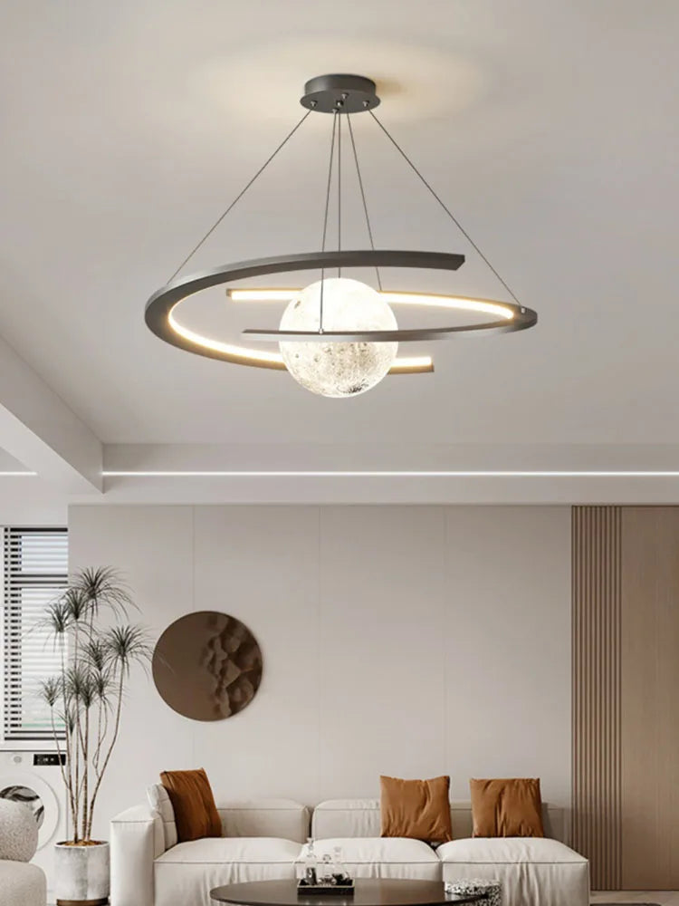 Circular Moon Light Chandelier for Living Room, Dining Room, and Bedroom by Econiko