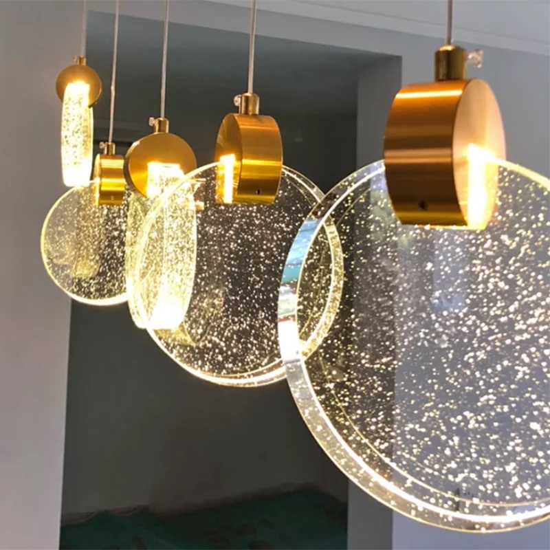 Bubble Glass Crystal Chandelier LED Pendant Lighting by Econiko for Dining Room, Living Room, Bedroom