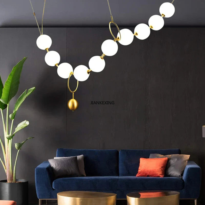 Acrylic Gold LED Pendant Lamp for Dining Living Room, Bedroom Chandelier by Econiko