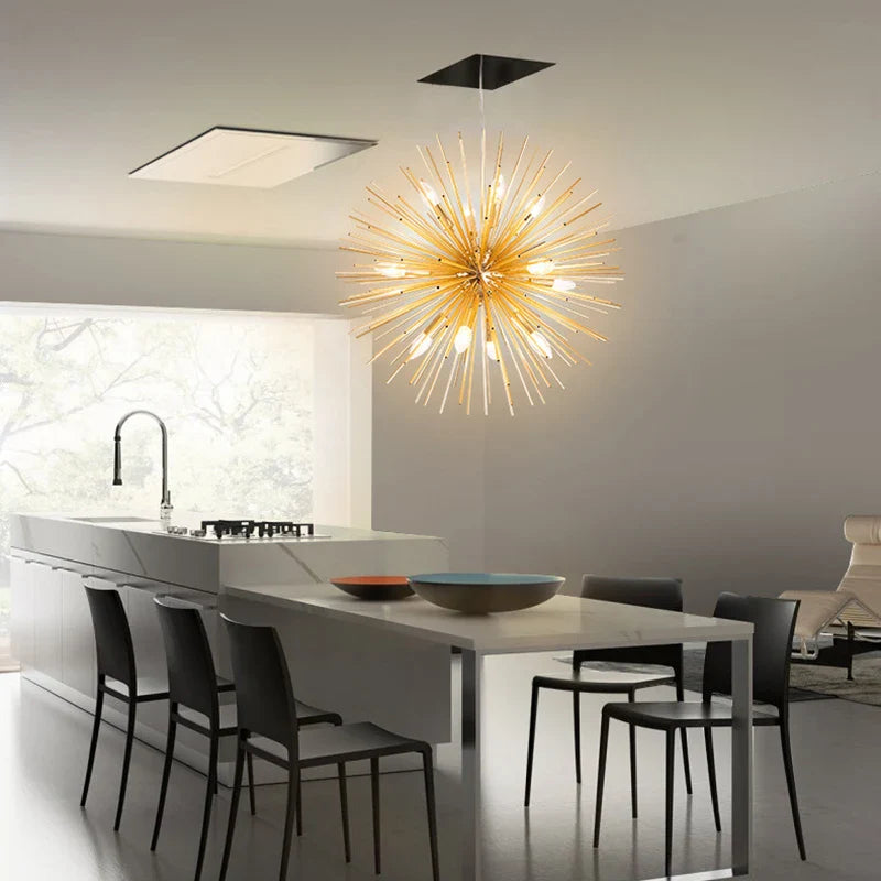 Aluminum Dandelion Chandelier by Econiko - Modern Sputnik Fixture for Home Decor