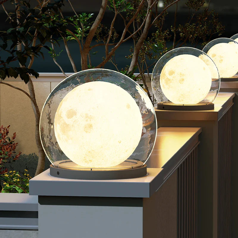 Econiko Round Solar Pillar Lights for Outdoor Home Decor and Garden Lighting