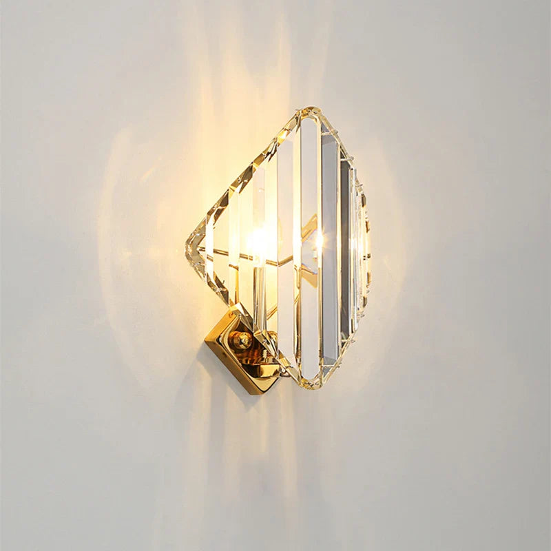 Modern Luxury Gold Crystal LED Wall Sconce Light for Living Room Bedside by Econiko