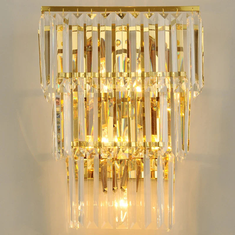 Econiko Crystal Gold Wall Sconce Modern Lighting for Bedroom Living Room