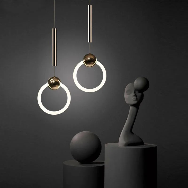 Acrylic Circle Pendant Lighting by Econiko: Modern LED Chandelier for Bedroom Decoration