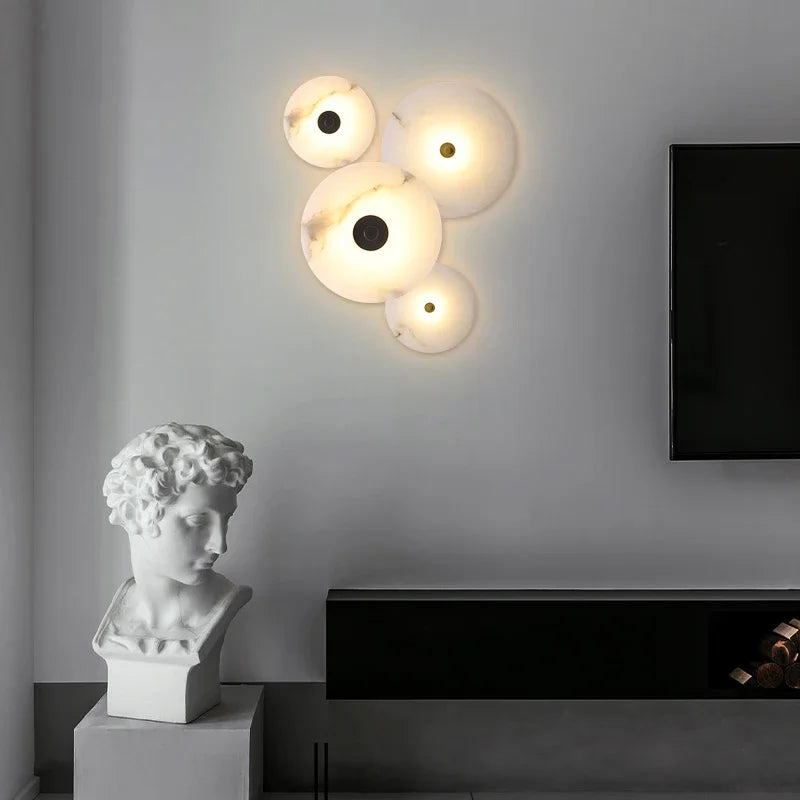 Alabaster Round Wall Light for Home Decor LED Room Lamp by Econiko.