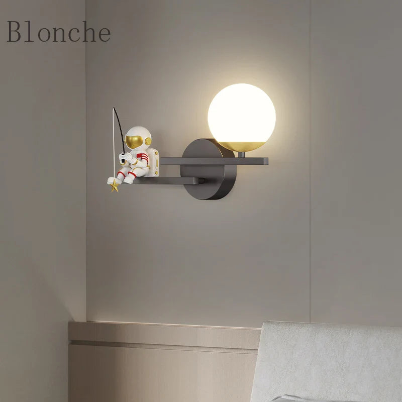 Astronaut Sconce Wall Lamp for Kids Room by Econiko - Nursery Decoration and Bedroom Lighting