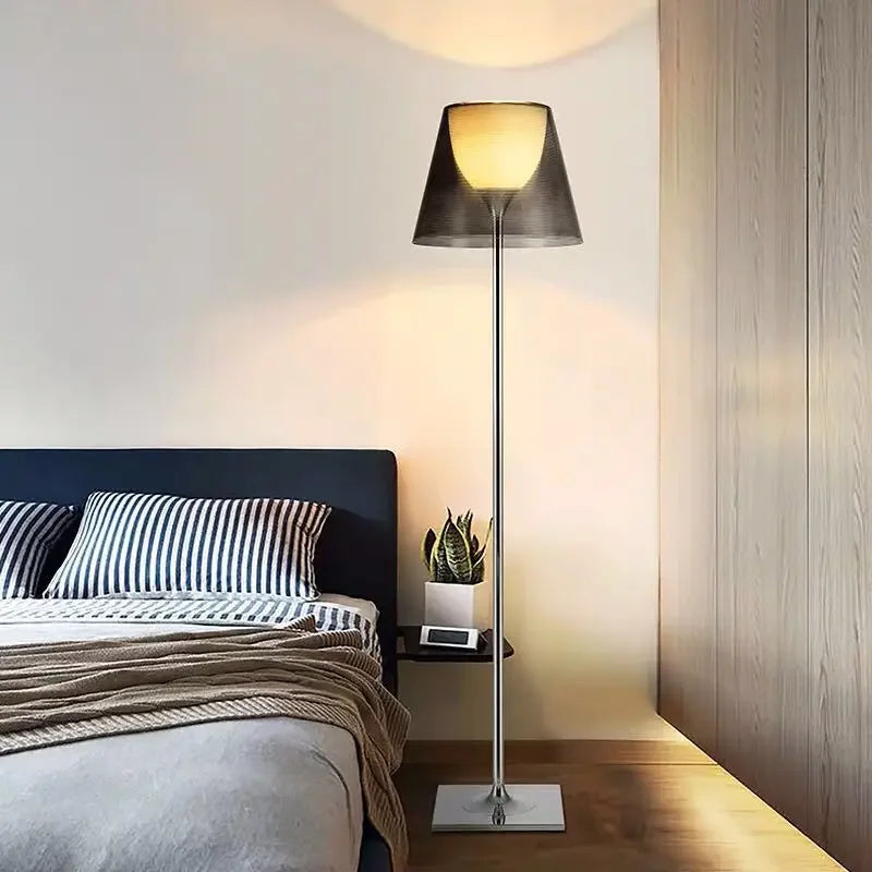 Chrome Corner Floor Lamp by Econiko: Italian Design for Bedroom and Living Room