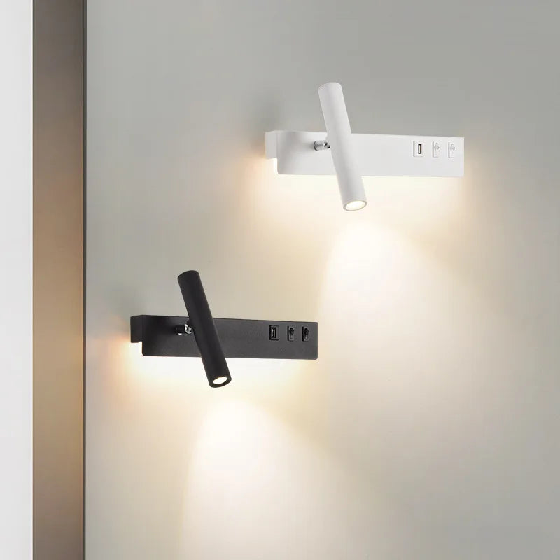 Econiko Nordic LED Wall Lamp with Switch USB for Bedroom Living Room