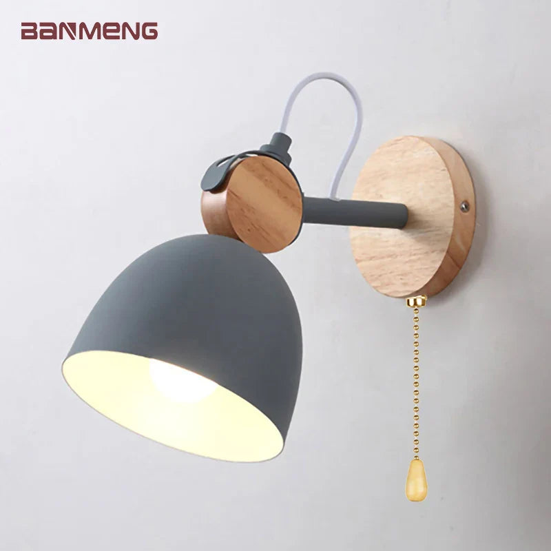 Nordic Wood Iron Adjustable LED Wall Lamp for Home Decor Econiko Brand