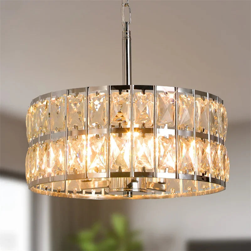 Adjustable LED Crystal Chandelier Pendant Light for Modern Home Decor by Econiko