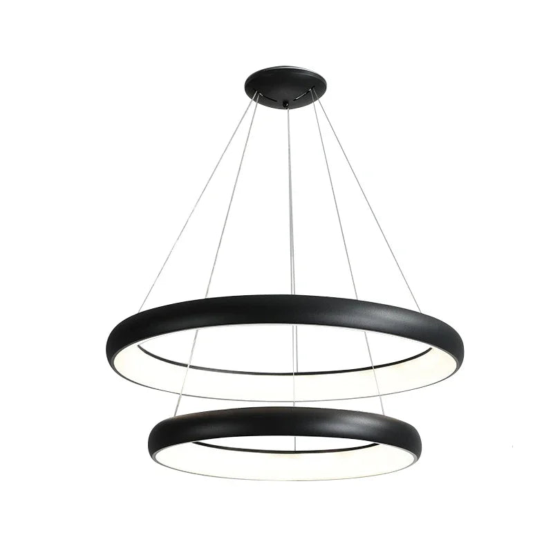 Circular LED Chandelier by Econiko: Remote Controlled Modern Interior Decor for Dining Room, Bedroom, Kitchen