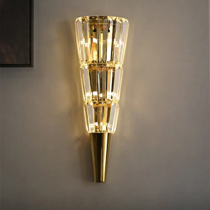 Econiko Nordic Gold Crystal Wall Lamp Modern Light Luxury Sconces for Hotel Living Room