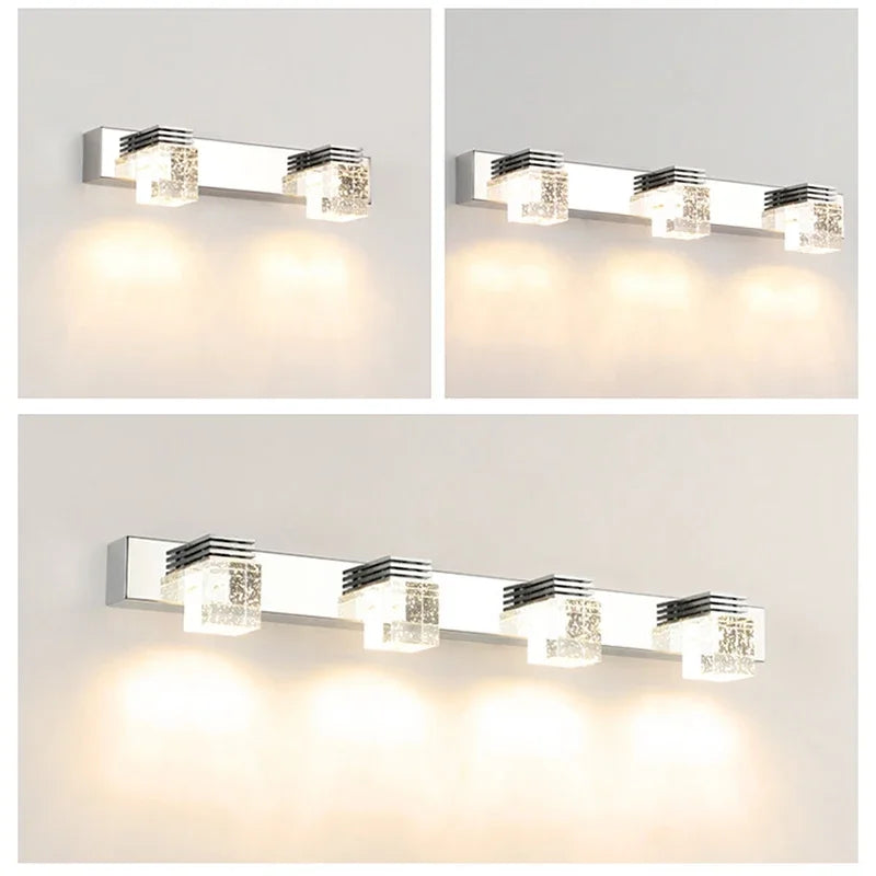 Econiko 4-Head K9 Crystal Mirror Wall Lamps for Modern Bathroom Lighting