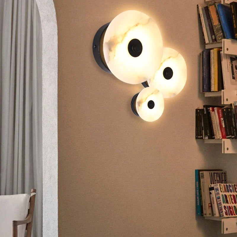 Alabaster Round Wall Light for Home Decor LED Room Lamp by Econiko.