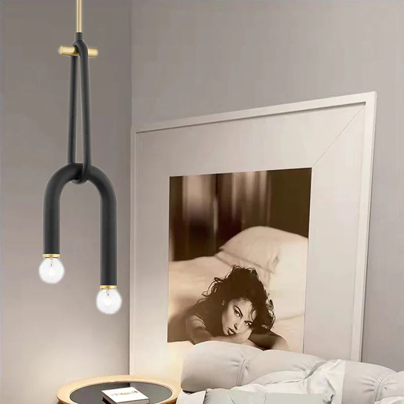 Adjustable Height Black Metal Chandeliers for Dining Room Kitchen Bedside Lighting by Econiko