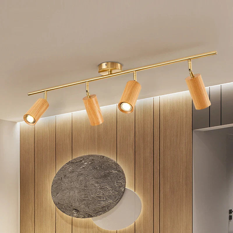 Adjustable Walnut Wood Color Ceiling Spotlight for Econiko - Perfect for Living Room, Hallway, and Store