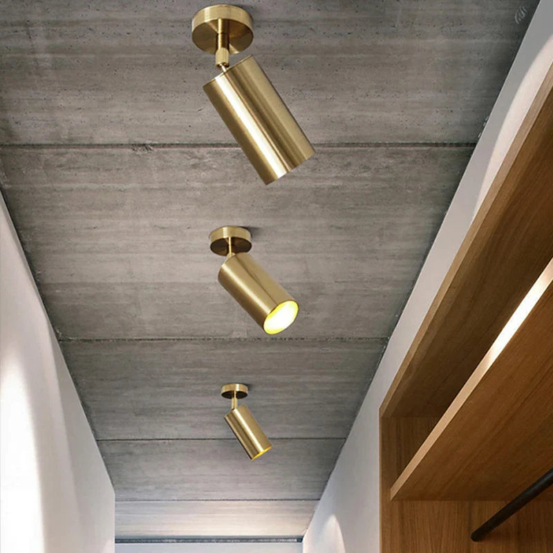 Ceiling Pendant Lamp Gold E27 LED Spotlights Rotatable for Living Room, Bedroom - Econiko