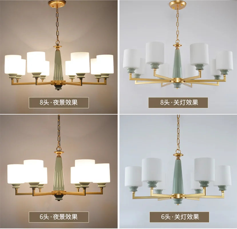 Ceramic Chandelier Nordic Iron Pendant Lights for Living Room Bedroom Dining, Econiko Indoor Lighting