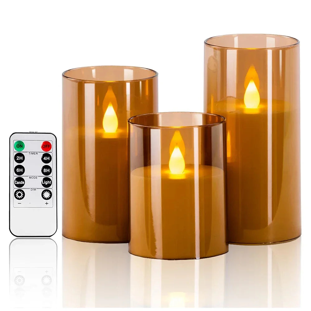 3pcs Econiko Flameless Electric LED Flickering Tealight Candles for Wedding & Christmas