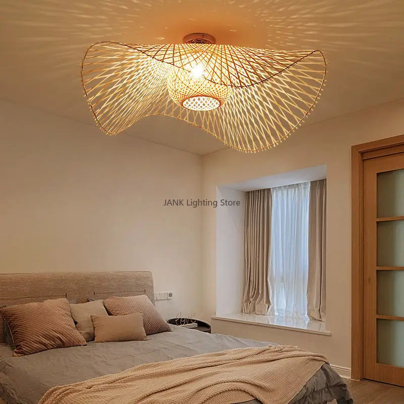 Bamboo Pendant Lamp for Dining Room, E27 Chandelier by Econiko