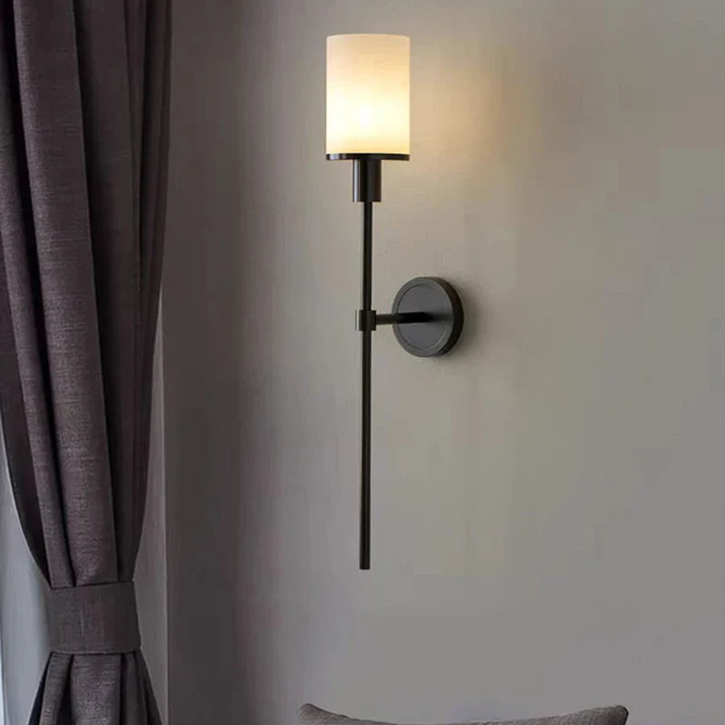 Brass Wall Lamp with Marble Sconce, E14 Bulb, Living Room Bedroom Lighting, Econiko Gold Black Copper