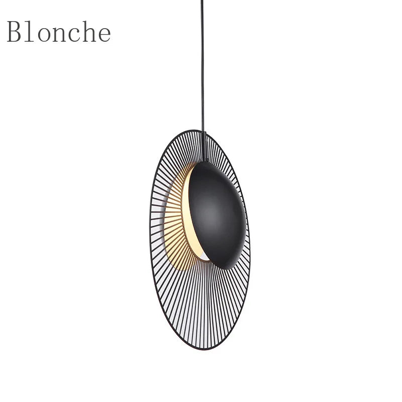 Black Scallop Pendant Lamp Indoor Hanging Light for Bedroom Dining Room Study Decor - Econiko