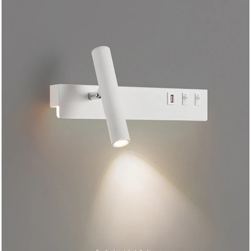 Econiko Nordic LED Wall Lamp with Switch USB for Bedroom Living Room