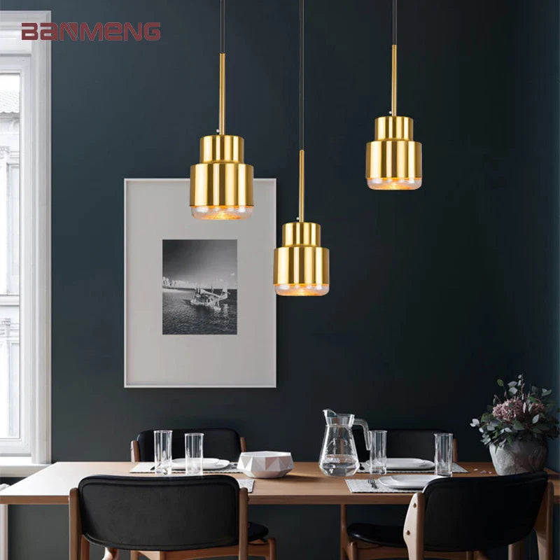 Econiko Gold LED Pendant Light Chandelier for Home Decor: Modern E27 Hanging Lamp