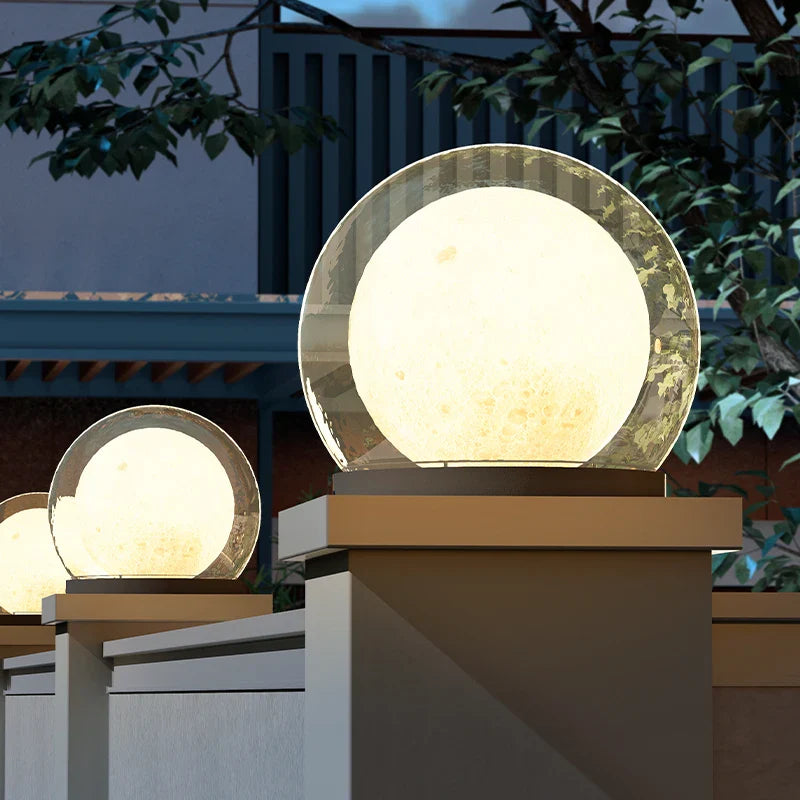 Econiko Round Solar Pillar Lights for Outdoor Home Decor and Garden Lighting