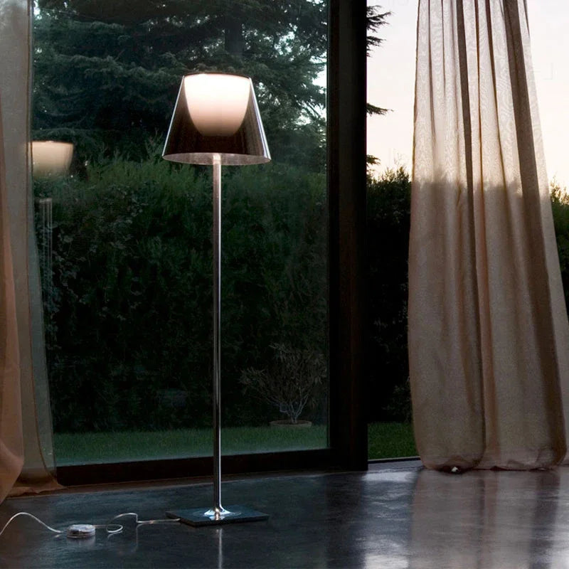 Chrome Corner Floor Lamp by Econiko: Italian Design for Bedroom and Living Room