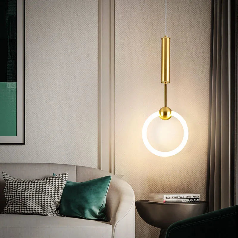 Acrylic Circle Pendant Lighting by Econiko: Modern LED Chandelier for Bedroom Decoration