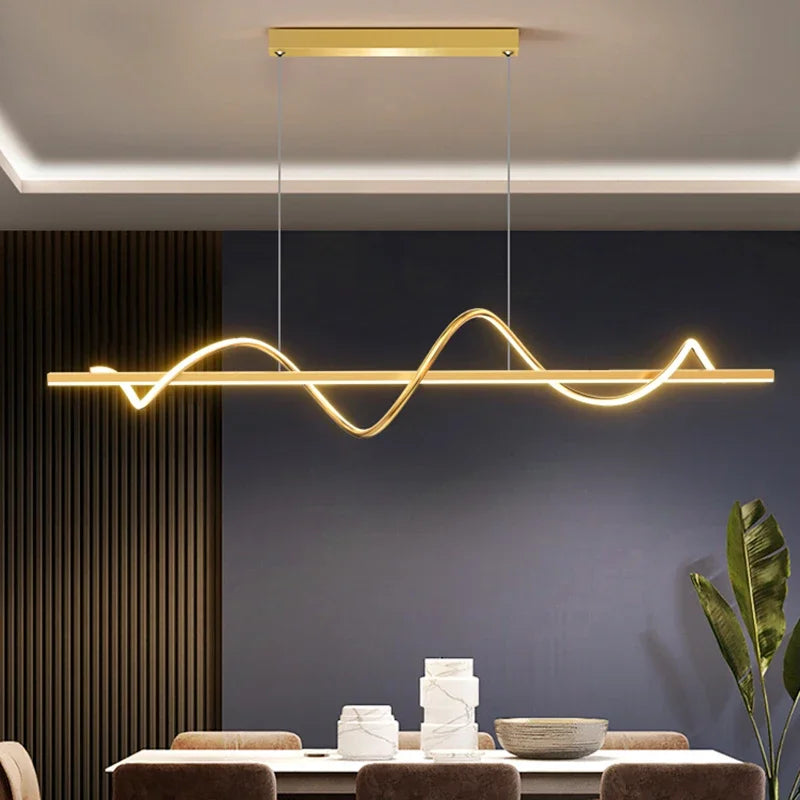 Aluminium Decoracion Pendant Lights Nordic Smart Gold Chandeliers for Dining Room by Econiko