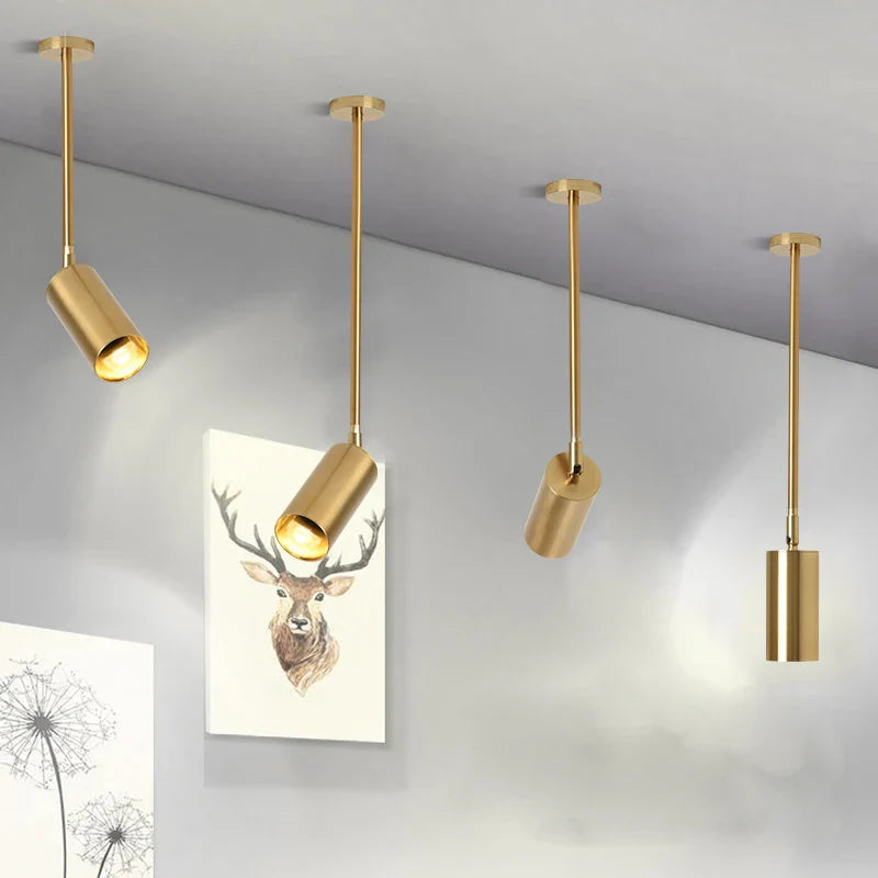 Ceiling Pendant Lamp Gold E27 LED Spotlights Rotatable for Living Room, Bedroom - Econiko