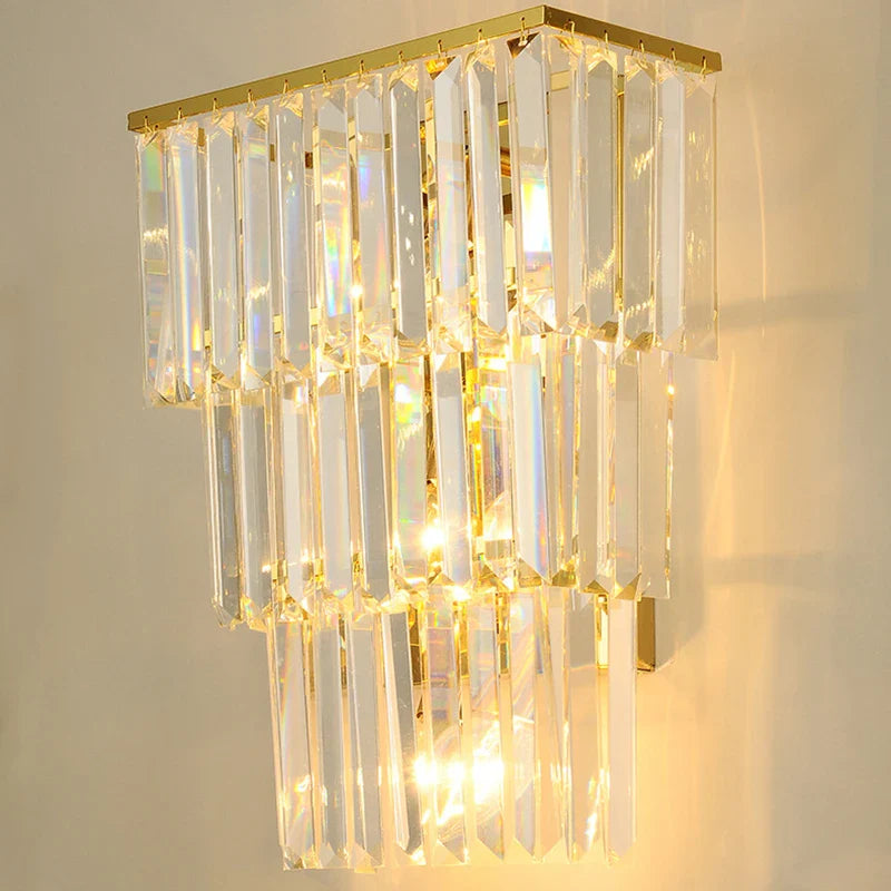 Econiko Crystal Gold Wall Sconce Modern Lighting for Bedroom Living Room