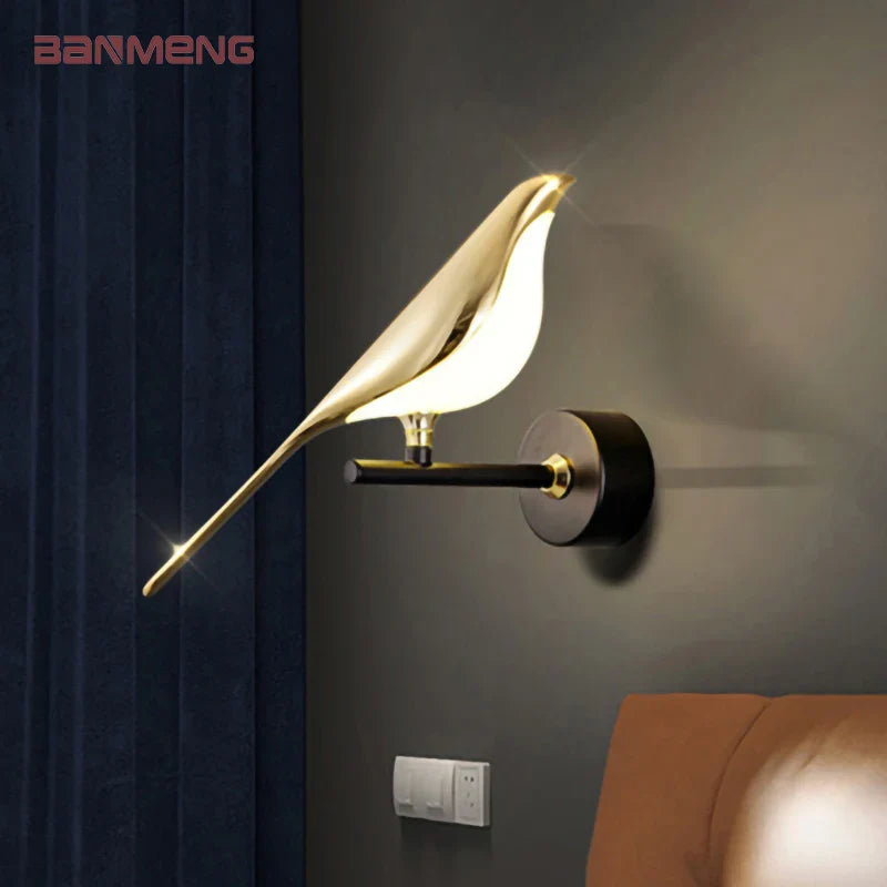 Econiko Magpie Bird LED Wall Lamp Sconce: Modern Indoor Lighting for Home, Kitchen, Bedroom