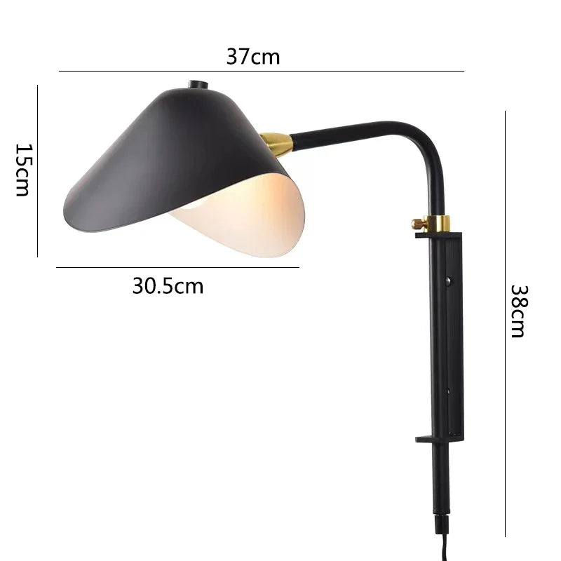 Adjustable Black Industrial Wall Light E27 for Living Room Bedroom by Econiko