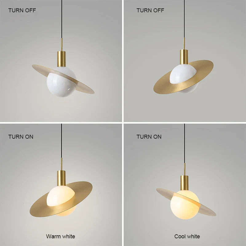 Econiko Gold Planet Pendant Light: Nordic Modern Chandelier for Bedroom, Kitchen, Living Room