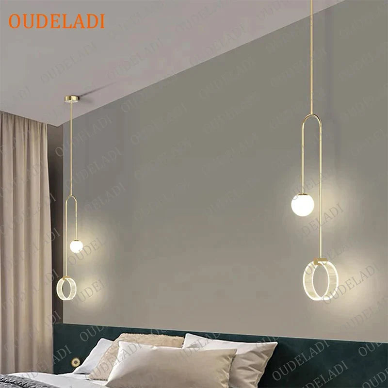 Acrylic LED Pendant Lights for Living Room by Econiko: Modern Art Indoor Ceiling Lamp