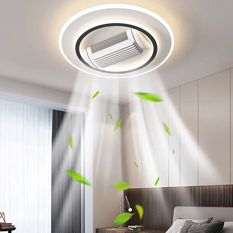 Econiko Bladeless LED Ceiling Fan Light Remote Control Chandelier, Smart Home Decor for Living Room