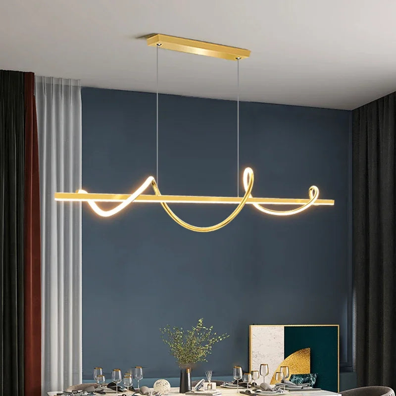 Aluminium Decoracion Pendant Lights Nordic Smart Gold Chandeliers for Dining Room by Econiko