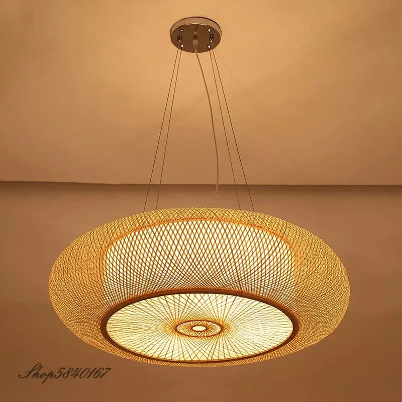 Bamboo Chinese Style Hanging Ceiling Light for Living Room Dining Room by Econiko.