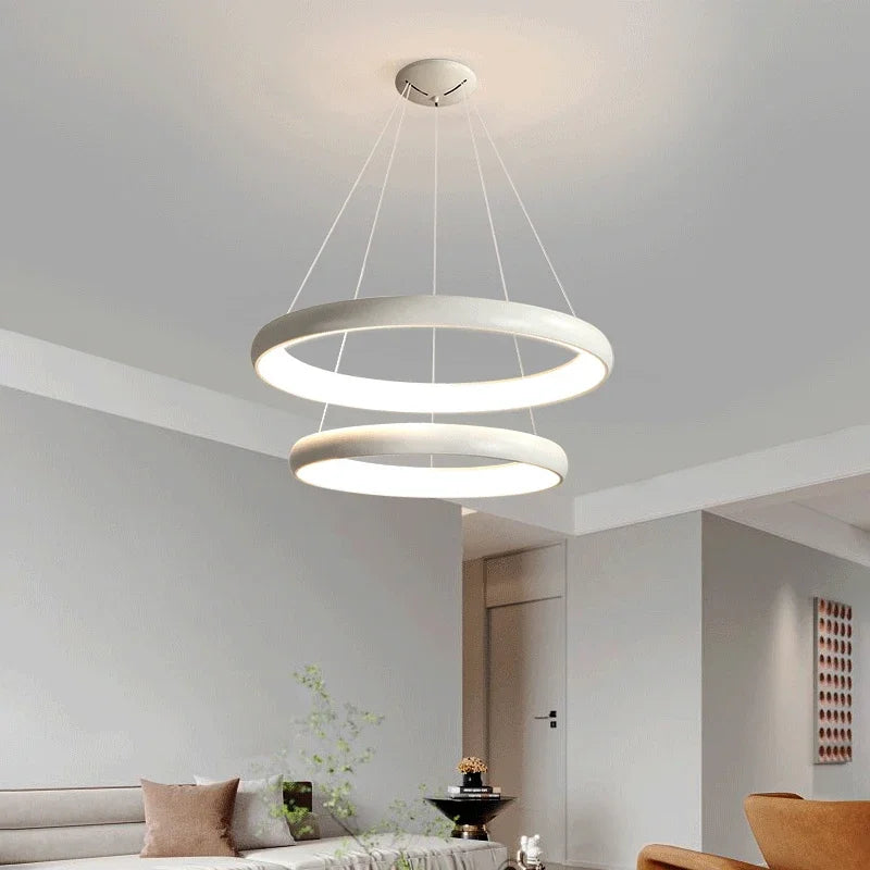 Circular LED Chandelier by Econiko: Remote Controlled Modern Interior Decor for Dining Room, Bedroom, Kitchen