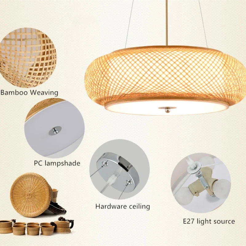 Bamboo Pendant Lights Japanese Style Hanglamp for Living Room Bedroom Dining Room - Econiko