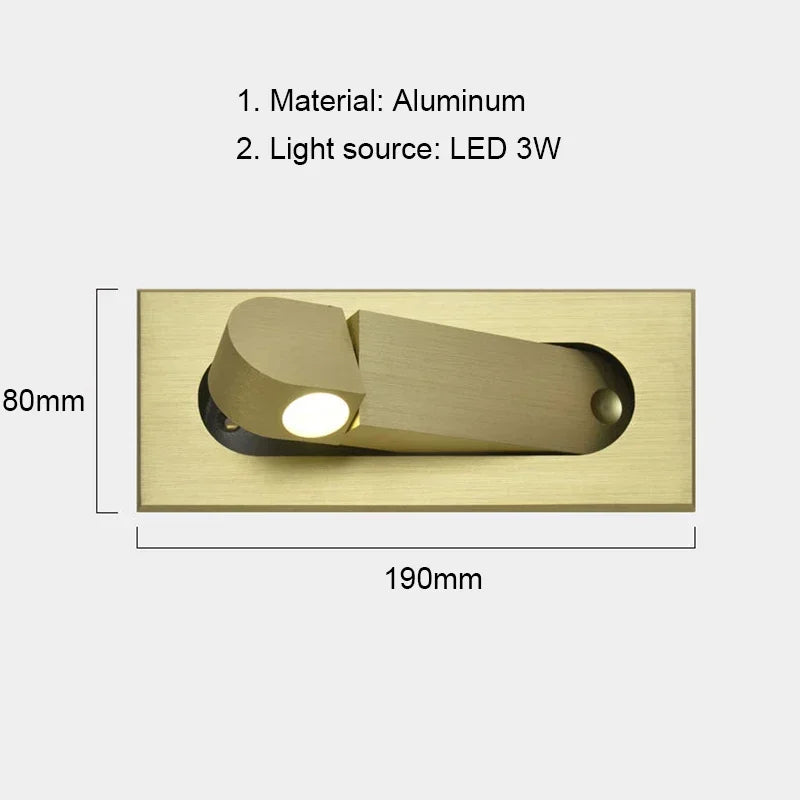 Econiko Modern 3W Aluminum Wall Lamp with Switch for Bedroom & Hotel