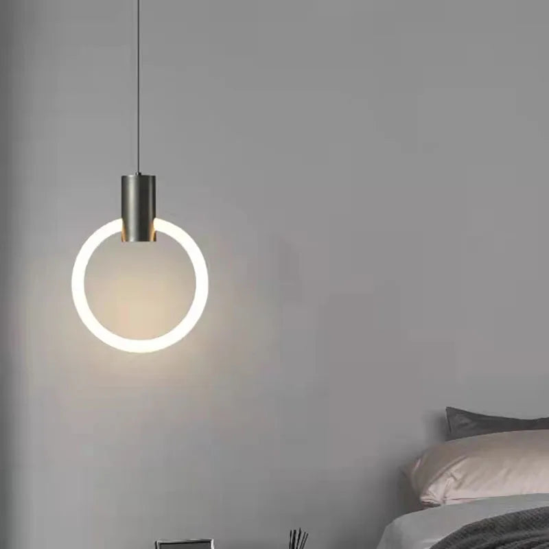 Acrylic Ring LED Chandelier by Econiko: Minimalist Design, 3 Color Dimming Options