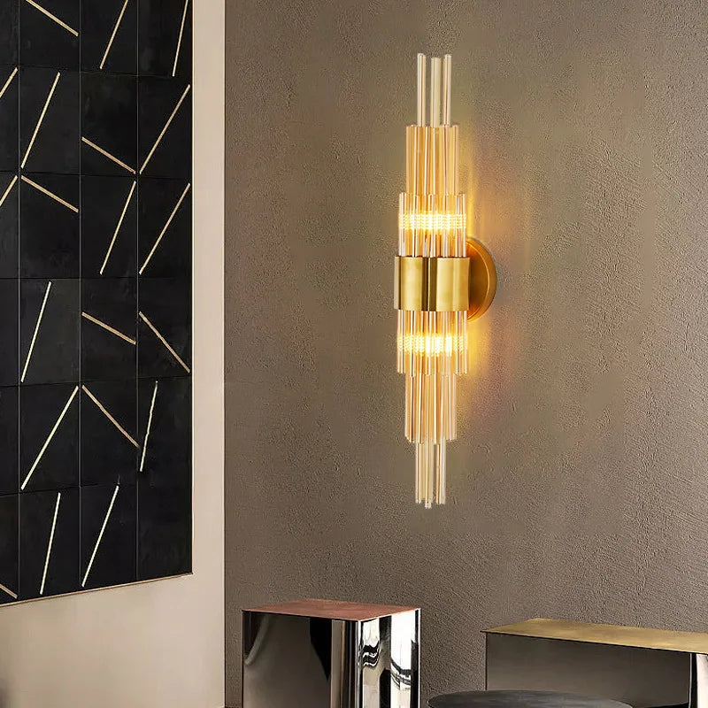 Econiko Gold Crystal Wall Lamp: Luxury Nordic Sconces for Bedroom, Living Room Lighting