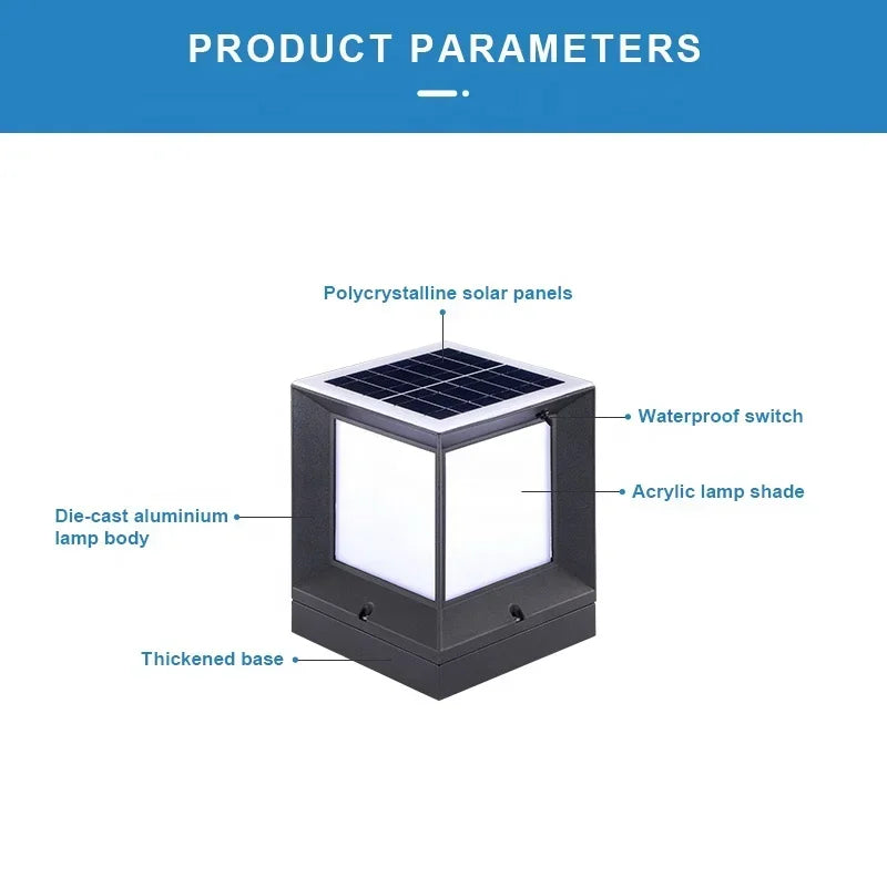 Econiko Solar Light: LED Waterproof Pillar Lamp for Outdoor Garden, Fence, Courtyard & Lawn