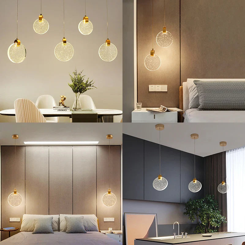 Bubble Crystal Pendant Lights Nordic LED Hanging Lamps for Living Dining Bedroom by Econiko